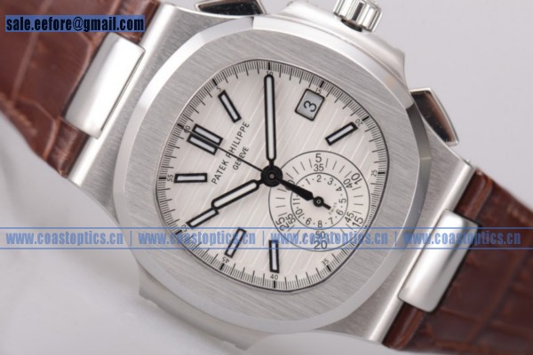 Patek Philippe Nautilus Chrono Watch Steel Perfect Replica 5980-1A-019L White (BP) - Click Image to Close